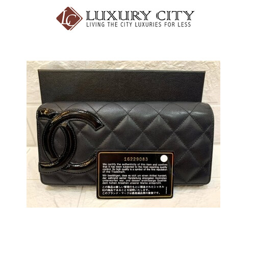 [Luxury City] Preloved Authentic Chanel Black Quilted Long Wallet