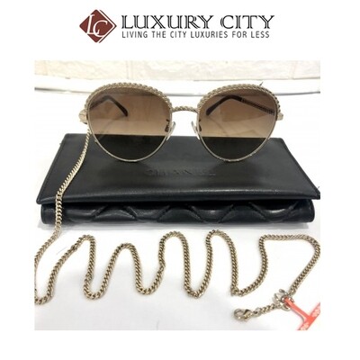 [Luxury City] Preloved Chanel Sunglasses With Chain Full Set, Almost Like New