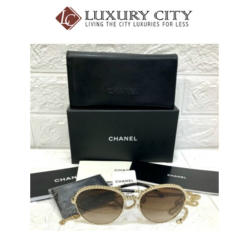 [Luxury City] Preloved Chanel Sunglasses With Chain Full Set, Almost Like New