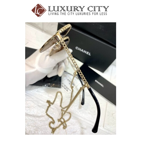[Luxury City] Preloved Chanel Sunglasses With Chain Full Set, Almost Like New