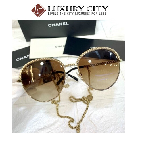 [Luxury City] Preloved Chanel Sunglasses With Chain Full Set, Almost Like New