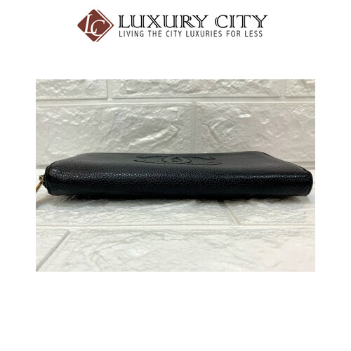 [Luxury City] Preloved Vintage Chanel Black Caviar Zip Round Long Wallet