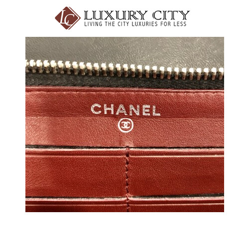 [Luxury City] Preloved Chanel Calf Leather Black Long Wallet