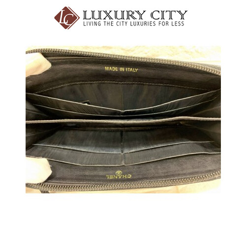 [Luxury City] Preloved Vintage Chanel Black Caviar Zip Round Long Wallet