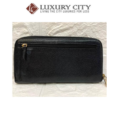 [Luxury City] Preloved Vintage Chanel Black Caviar Zip Round Long Wallet