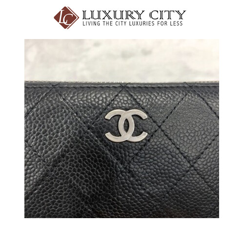 [Luxury City] Preloved Chanel Calf Leather Black Long Wallet