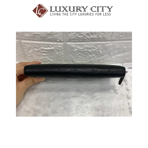 [Luxury City] Preloved Chanel Calf Leather Black Long Wallet