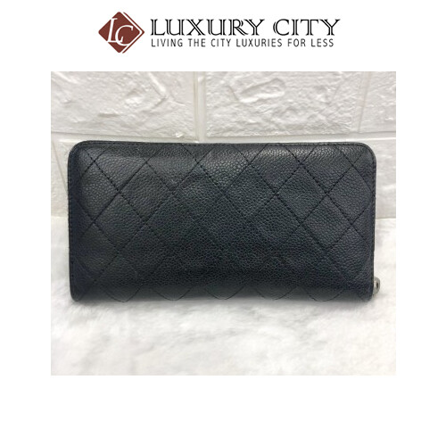 [Luxury City] Preloved Chanel Calf Leather Black Long Wallet