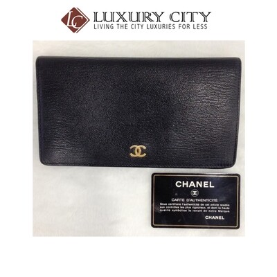 [Luxury City] Preloved Vintage Chanel Calf Leather Bifold Long Wallet