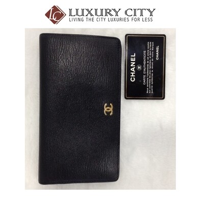 [Luxury City] Preloved Vintage Chanel Calf Leather Bifold Long Wallet