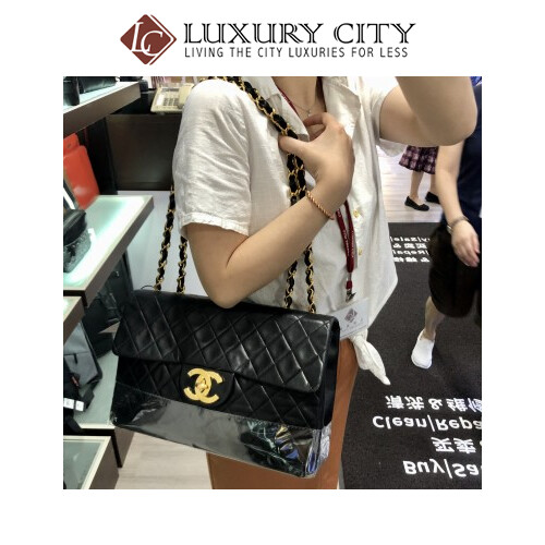 [Luxury City] Preloved Vintage Chanel Double Flap Calf Skin With Gold Hardware