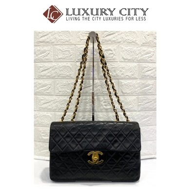 [Luxury City] Preloved Vintage Chanel Double Flap Calf Skin With Gold Hardware