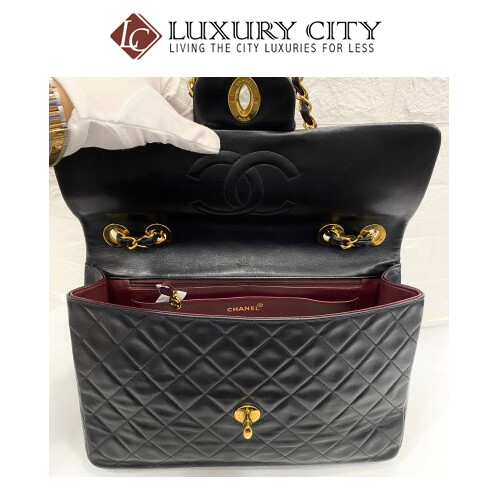 [Luxury City] Preloved Vintage Chanel Double Flap Calf Skin With Gold Hardware