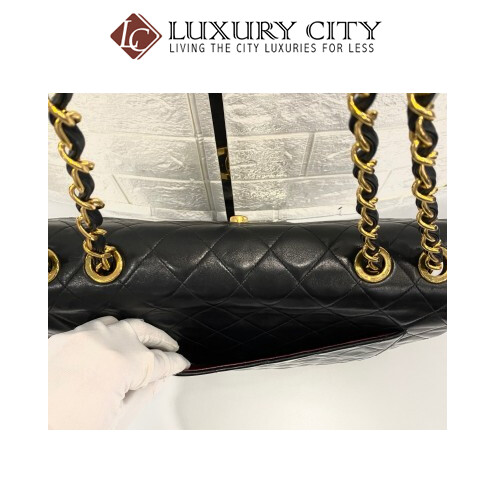 [Luxury City] Preloved Vintage Chanel Double Flap Calf Skin With Gold Hardware