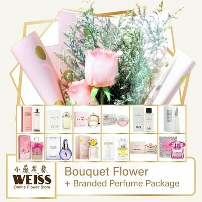Weiss Florist 3 stalks Pink Roses  + Branded Perfume Package (Free Shipping! Only deliver in JB)