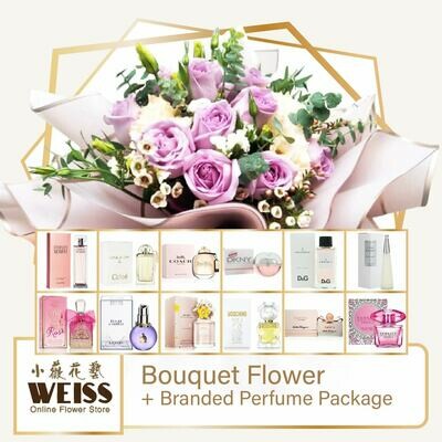 Weiss Florist 10 stalks Purple Roses + Branded Perfume Package (Free Shipping! Only deliver in JB)