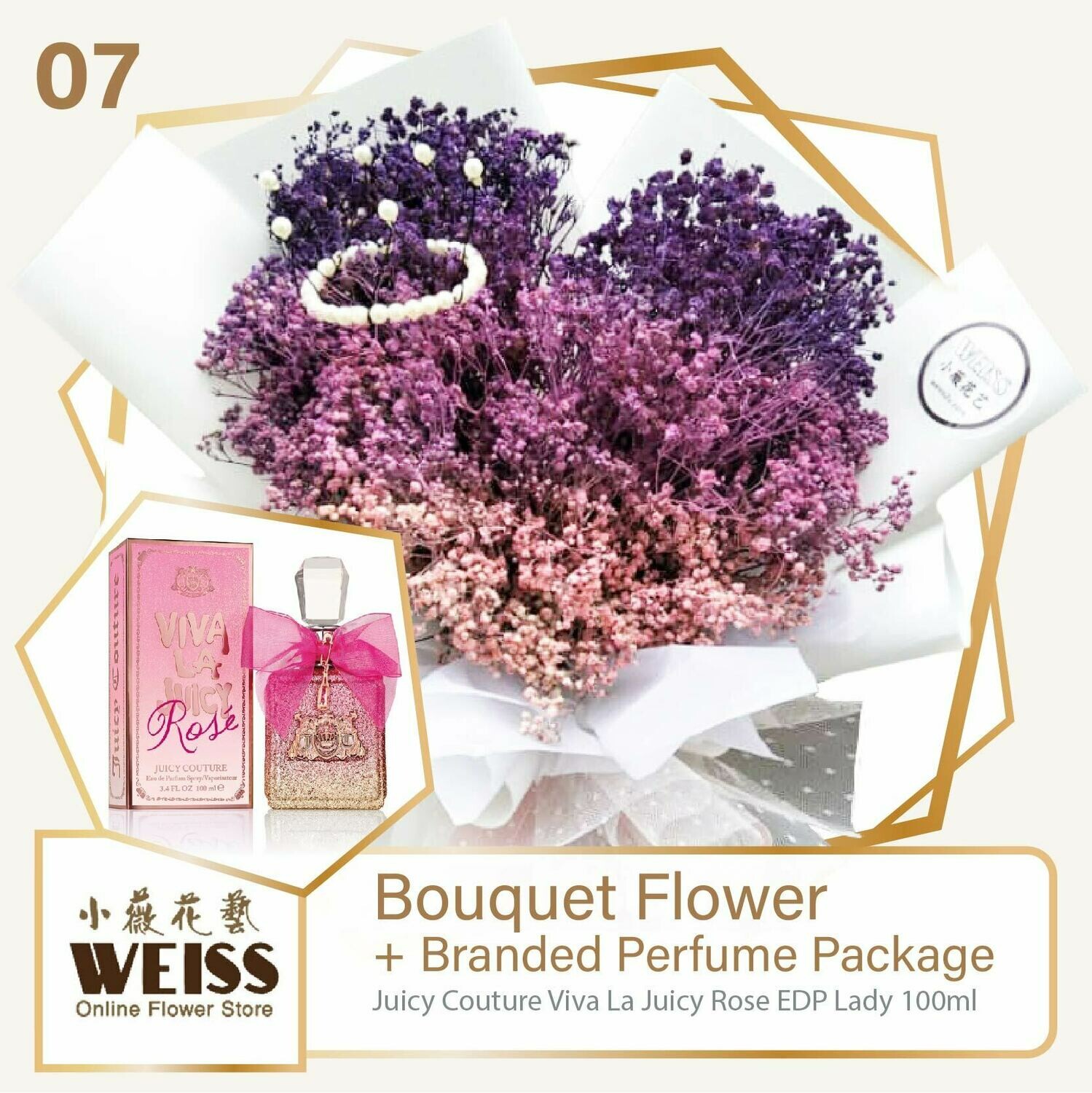 Weiss Florist Coloured Baby Breath + Branded Perfume Package (Free Shipping! Only deliver in JB)