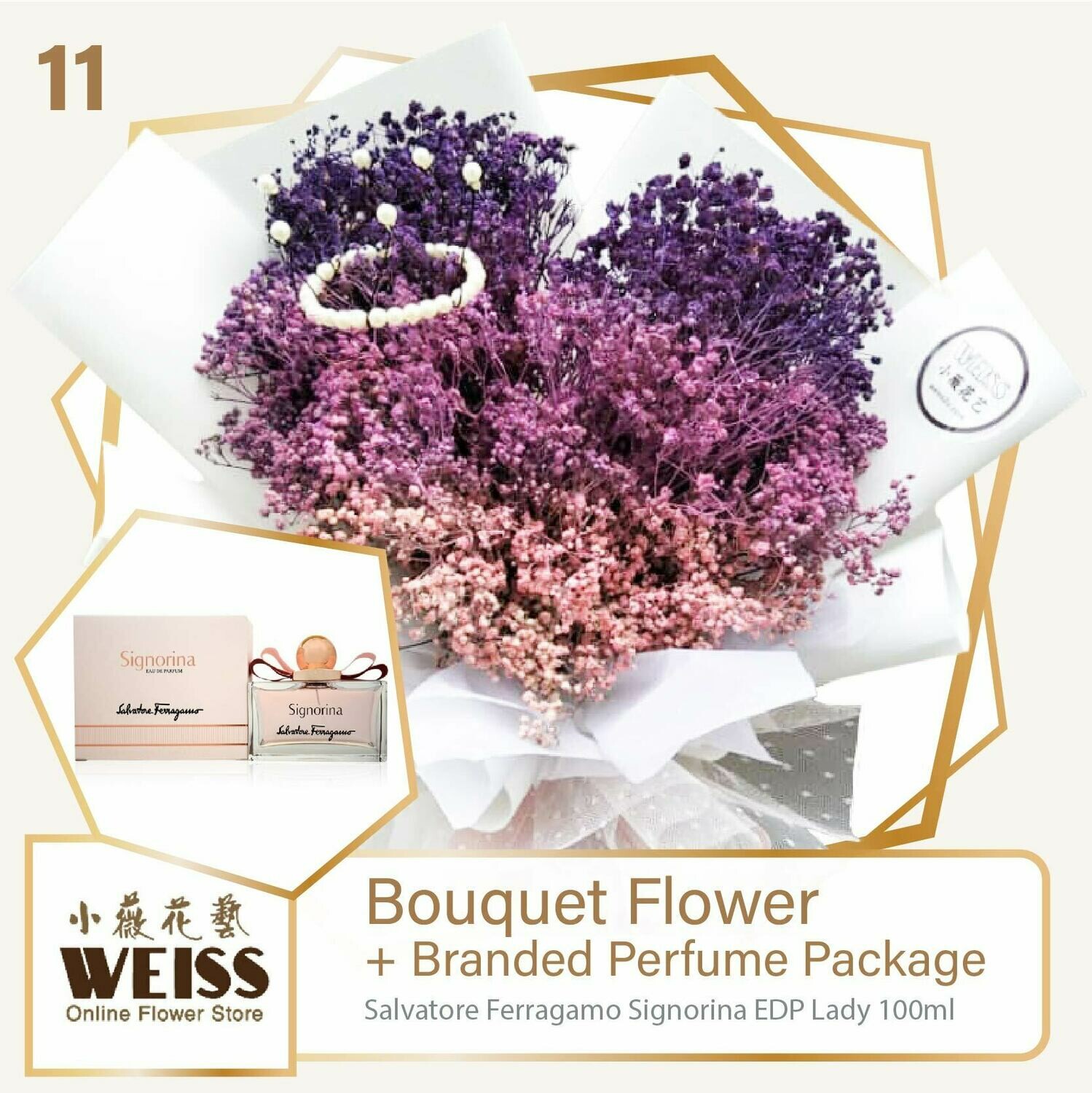 Weiss Florist Coloured Baby Breath + Branded Perfume Package (Free Shipping! Only deliver in JB)