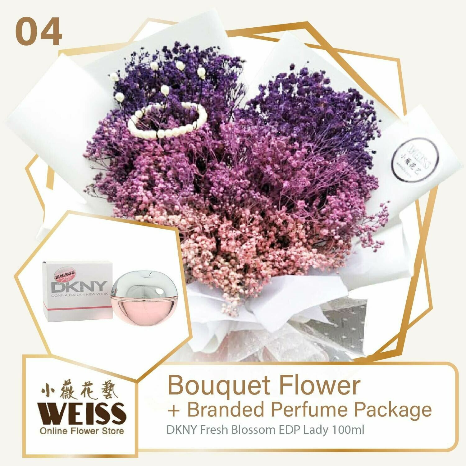 Weiss Florist Coloured Baby Breath + Branded Perfume Package (Free Shipping! Only deliver in JB)