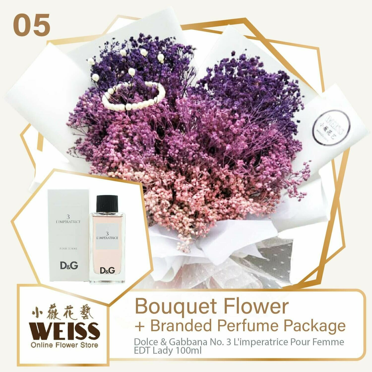 Weiss Florist Coloured Baby Breath + Branded Perfume Package (Free Shipping! Only deliver in JB)