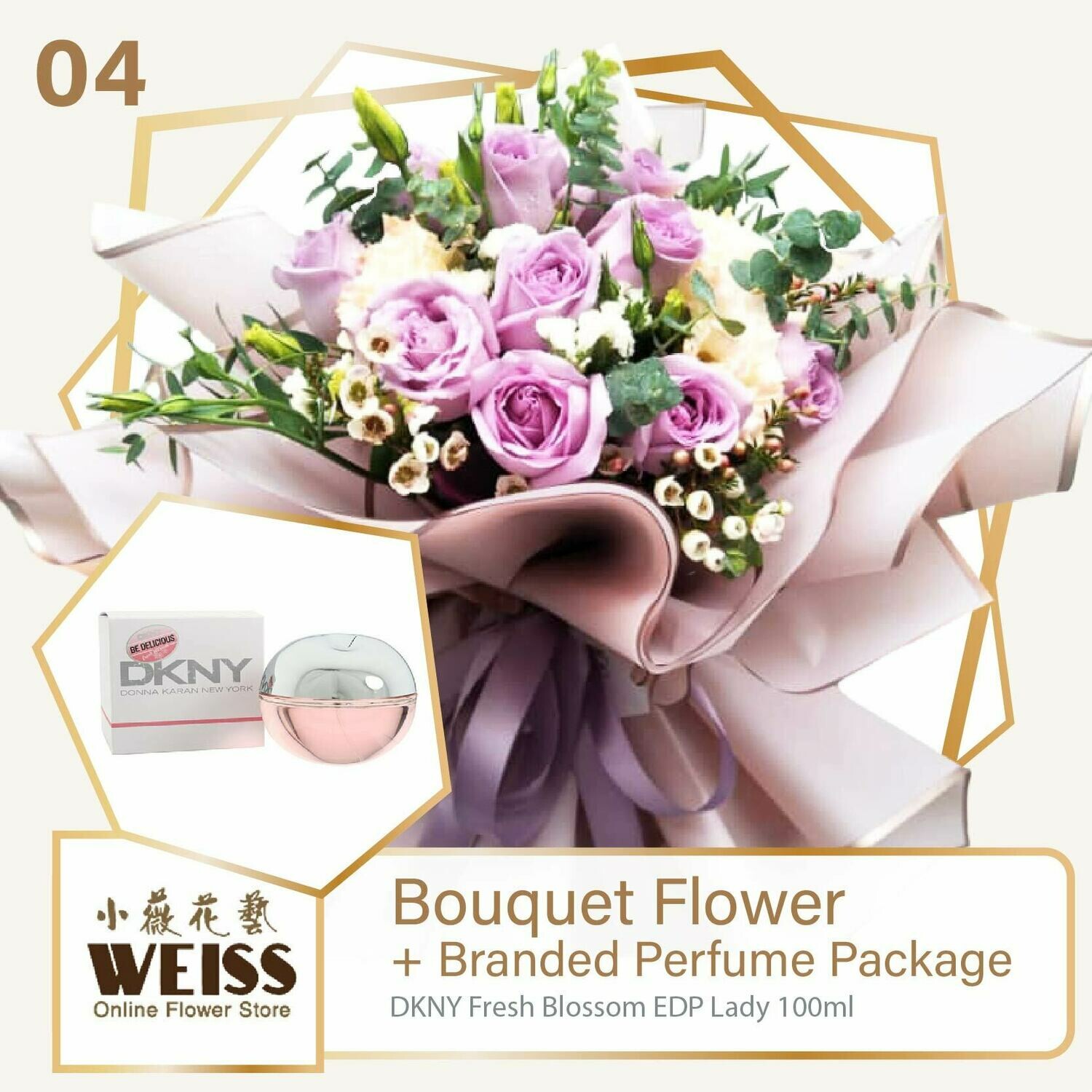 Weiss Florist 10 stalks Purple Roses + Branded Perfume Package (Free Shipping! Only deliver in JB)