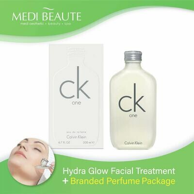 Medi Beaute Hydra Glow Facial + Branded Perfume ( Calvin Klein cK One Unisex EDT 200ml) Package