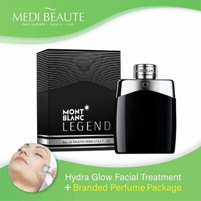 Medi Beaute Hydra Glow Facial + Branded Perfume ( Mont Blanc Legend EDT Men 100ml ) Package