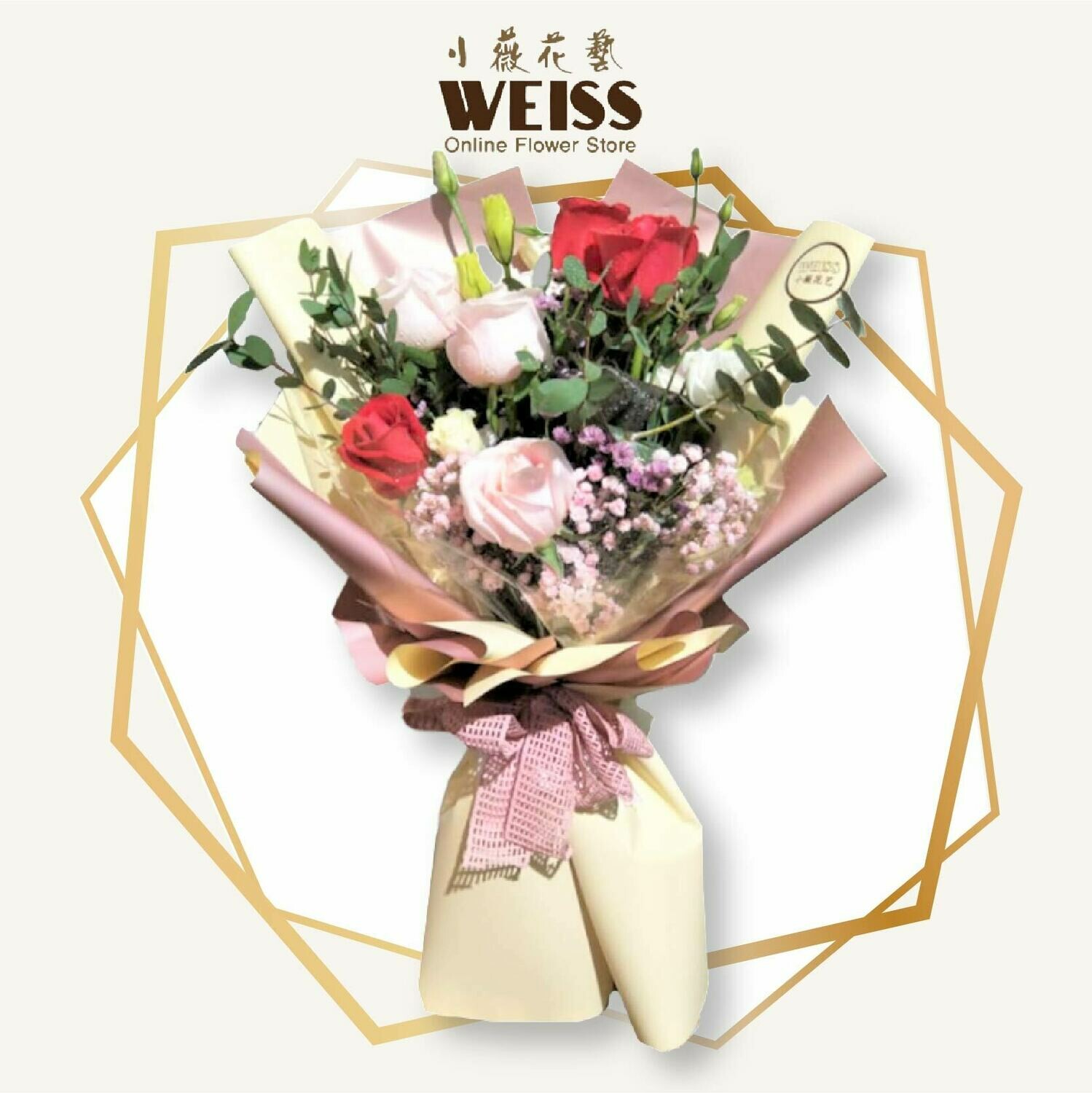 Weiss Florist 6stk mixed colour roses (Free Shipping! Only deliver in JB)