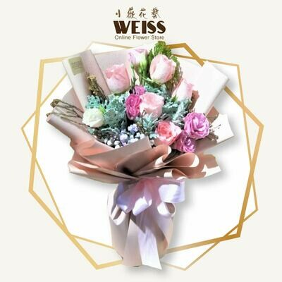 Weiss Florist 6stk pink roses (Free Shipping! Only deliver in JB)