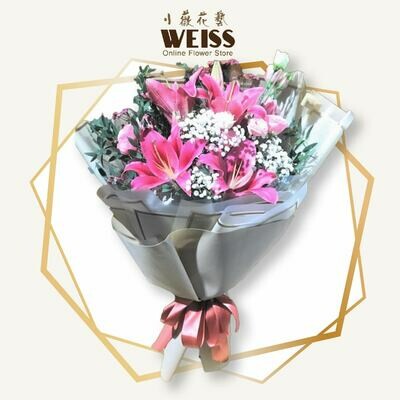 Weiss Florist 5stk pink lilies (Free Shipping! Only deliver in JB)
