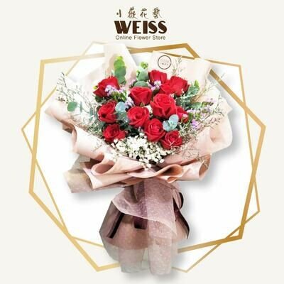 Weiss Florist 12stk red roses (Free Shipping! Only deliver in JB)