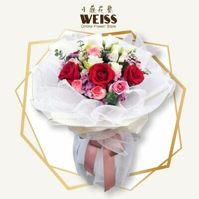 Weiss Florist 12stk mixed colour roses (Free Shipping! Only deliver in JB)