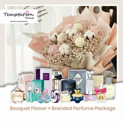 Temptation Florist Snowie Bouquet+ Branded Perfume Package (Free Shipping! Only Deliver in Seremban)