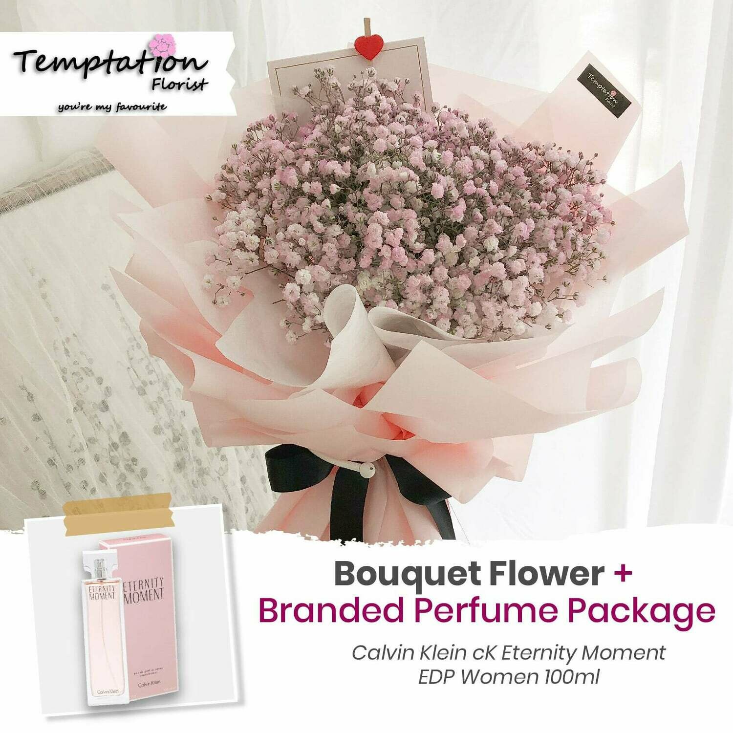 Temptation Florist Purple Pops Bouquet+ Branded Perfume Package (Free Shipping! Only Deliver in Seremban)
