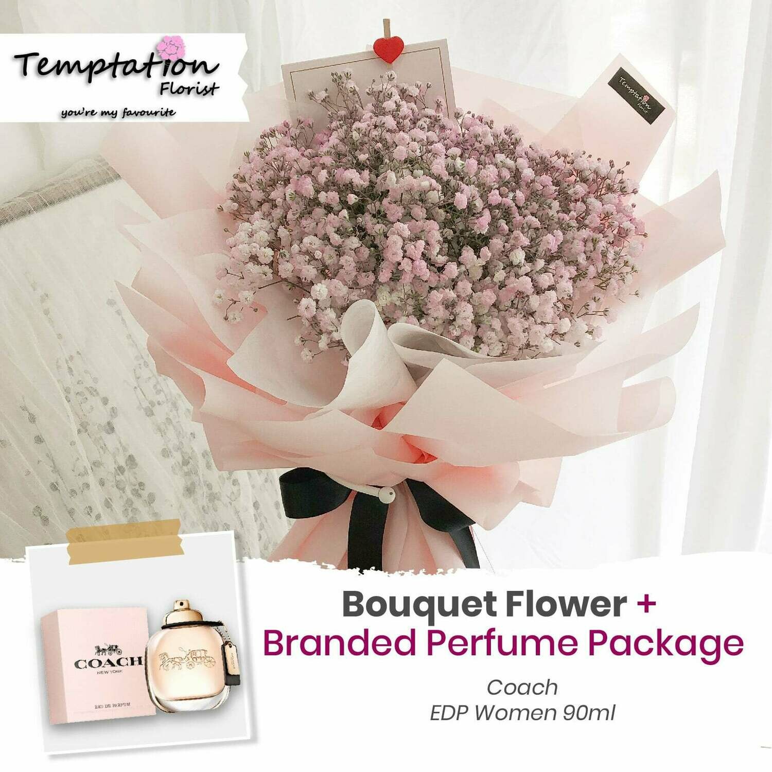 Temptation Florist Purple Pops Bouquet+ Branded Perfume Package (Free Shipping! Only Deliver in Seremban)