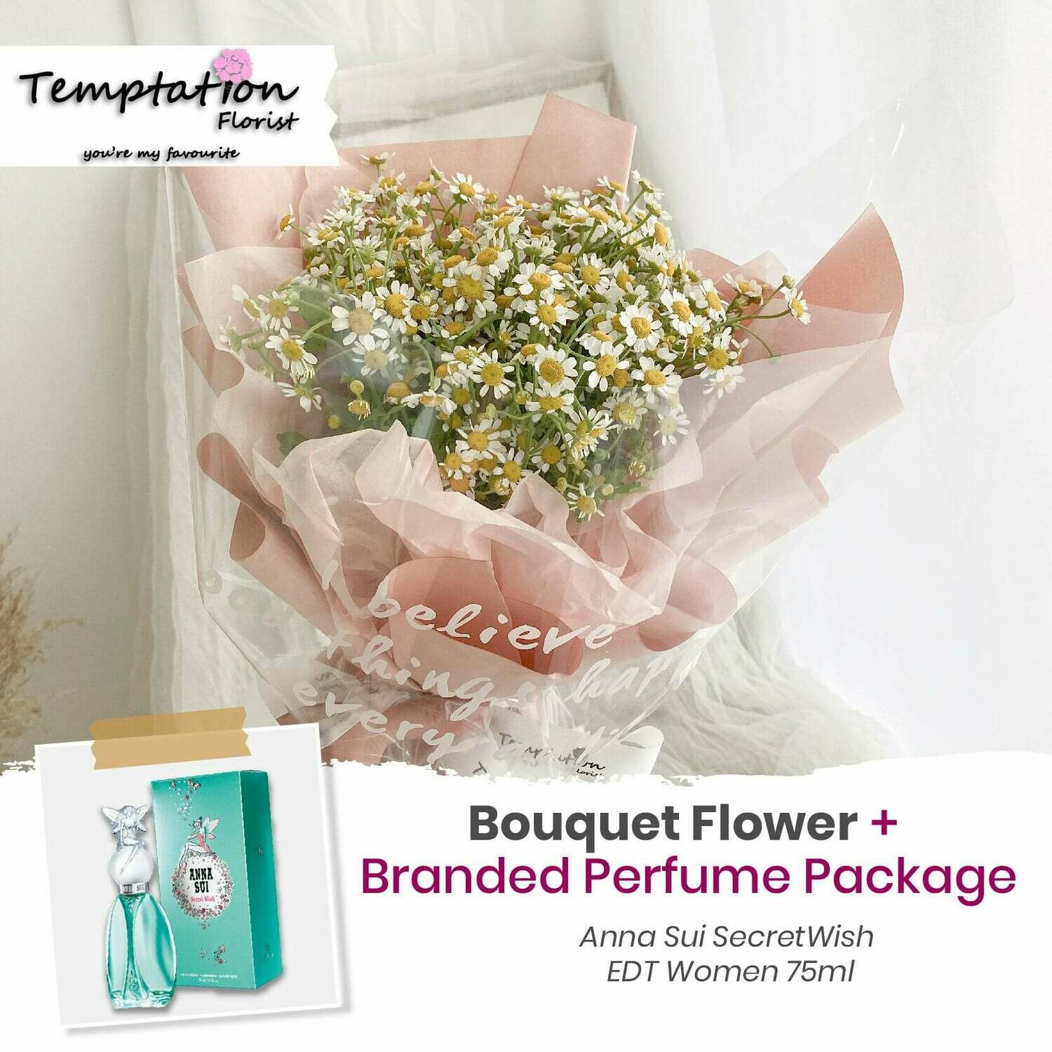 Temptation Florist Be Great Bouquet + Branded Perfume Package (Free Shipping! Only Deliver in Seremban)