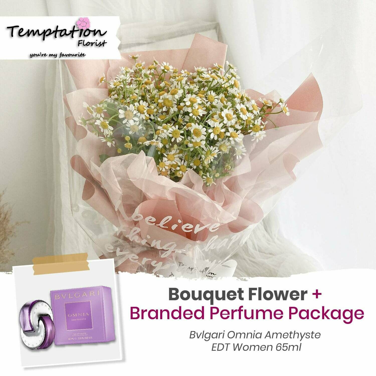 Temptation Florist Be Great Bouquet + Branded Perfume Package (Free Shipping! Only Deliver in Seremban)