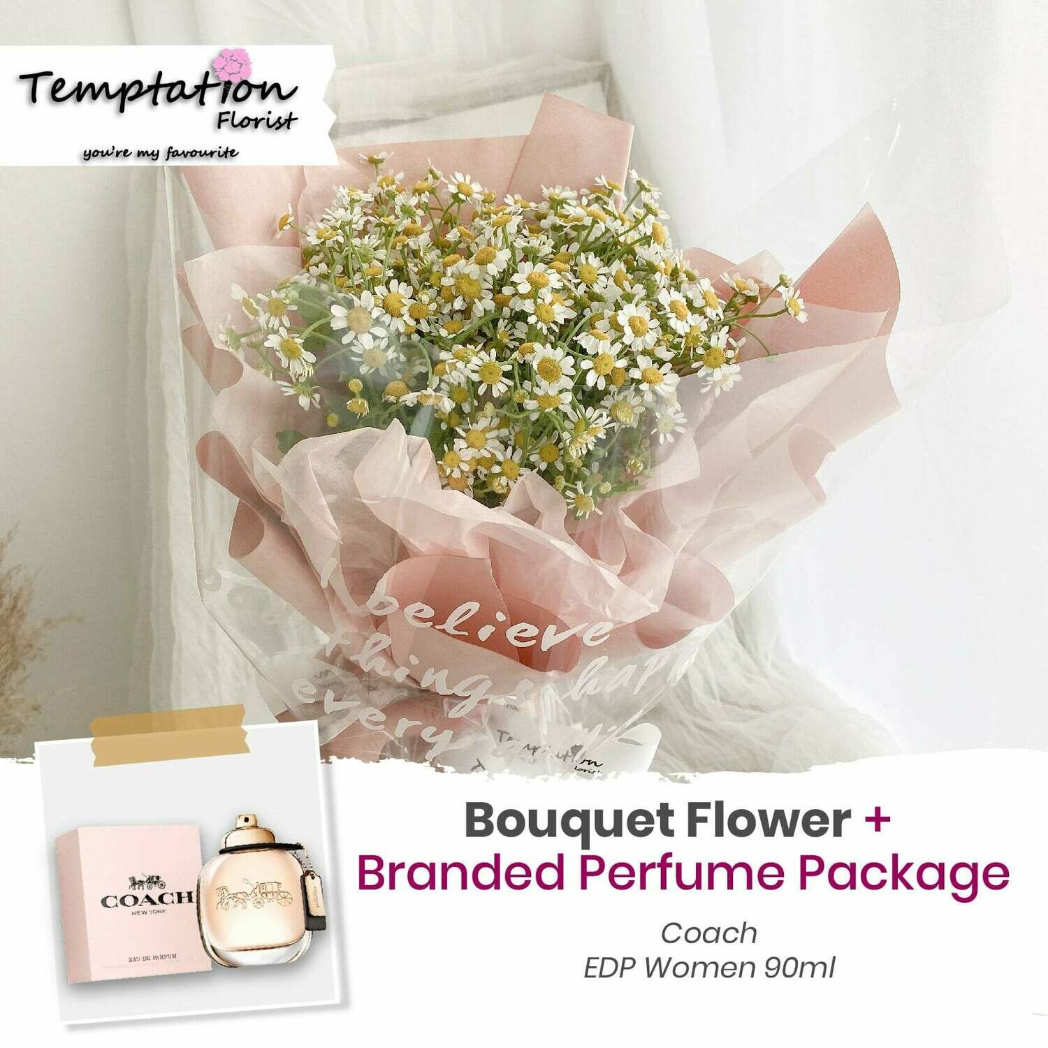 Temptation Florist Be Great Bouquet + Branded Perfume Package (Free Shipping! Only Deliver in Seremban)