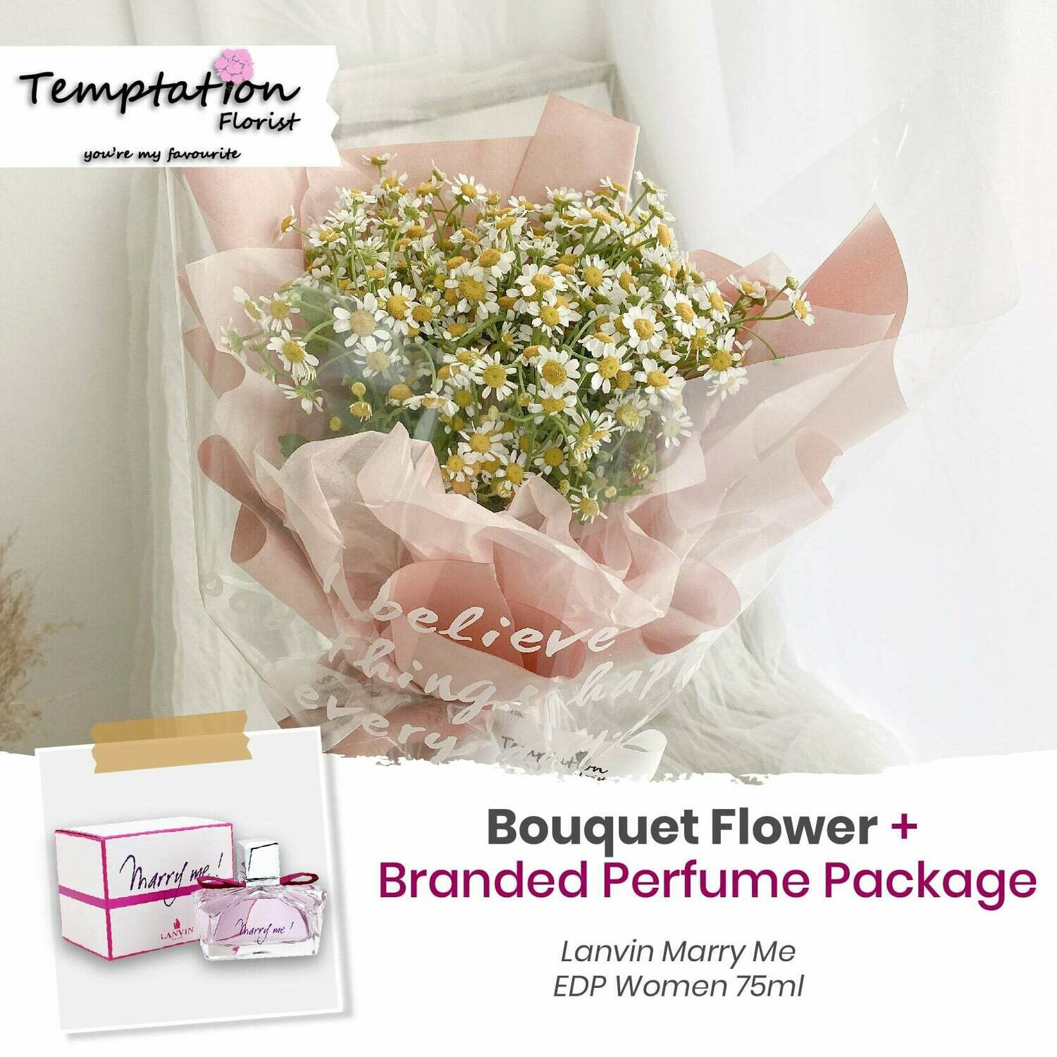Temptation Florist Be Great Bouquet + Branded Perfume Package (Free Shipping! Only Deliver in Seremban)