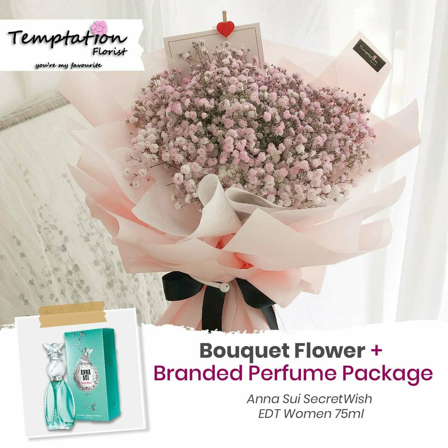 Temptation Florist Purple Pops Bouquet+ Branded Perfume Package (Free Shipping! Only Deliver in Seremban)