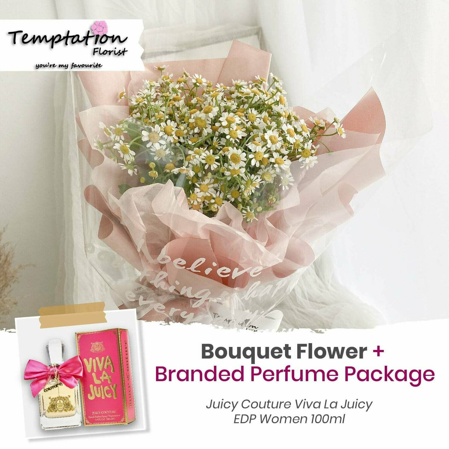 Temptation Florist Be Great Bouquet + Branded Perfume Package (Free Shipping! Only Deliver in Seremban)