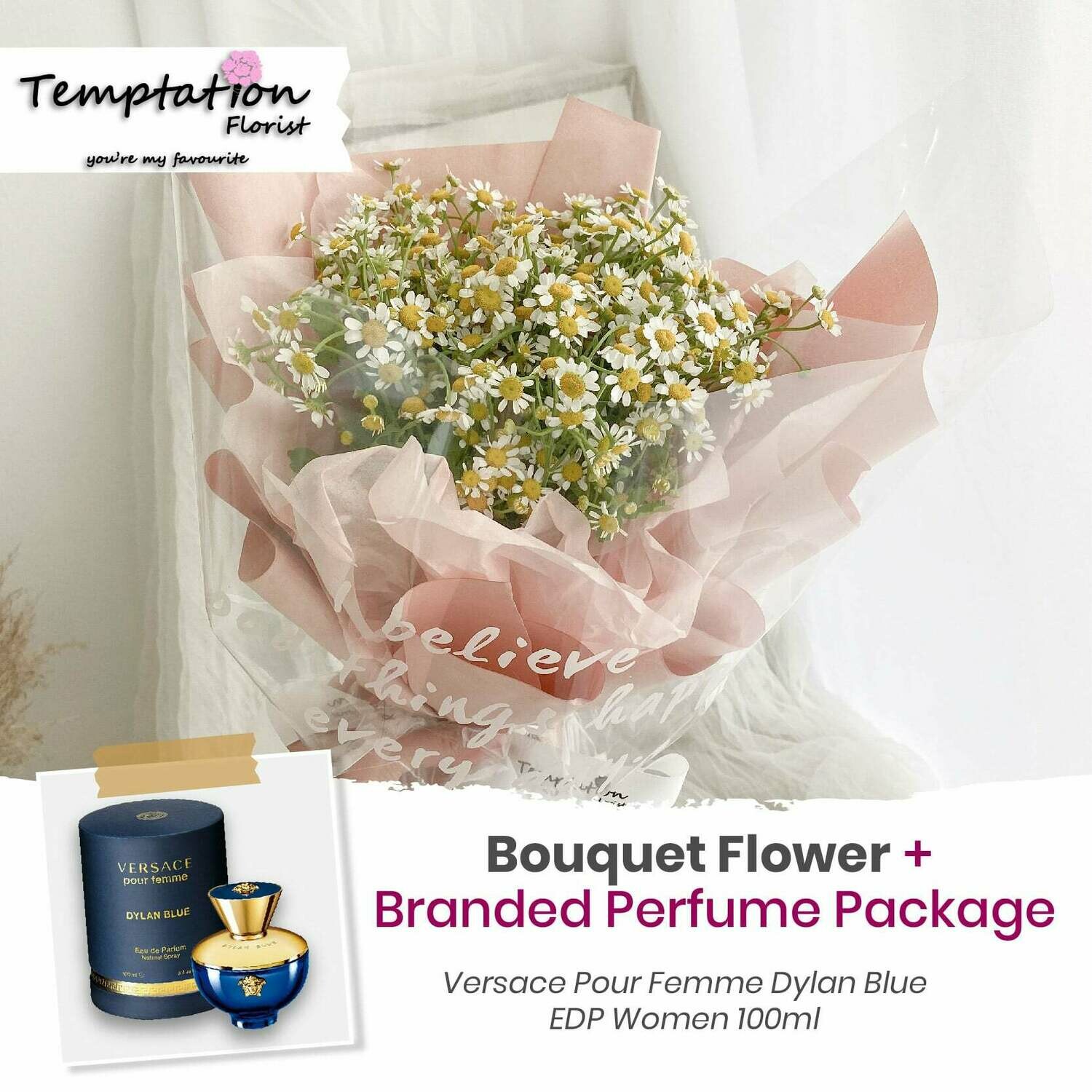 Temptation Florist Be Great Bouquet + Branded Perfume Package (Free Shipping! Only Deliver in Seremban)