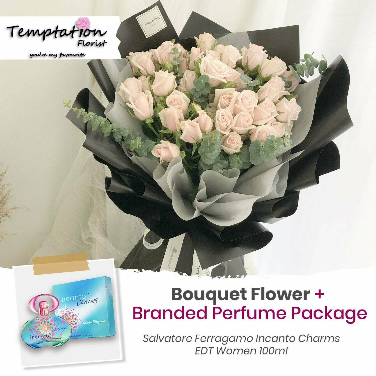 Temptation Florist Lafre Bouquet+ Branded Perfume Package (Free Shipping! Only Deliver in Seremban)