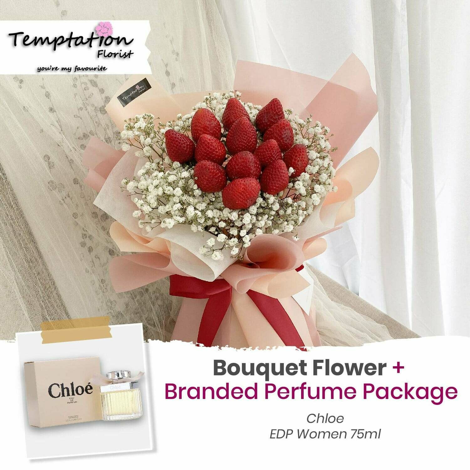 Temptation Florist Sweet Desire Bouquet+ Branded Perfume Package (Free Shipping! Only Deliver in Seremban)