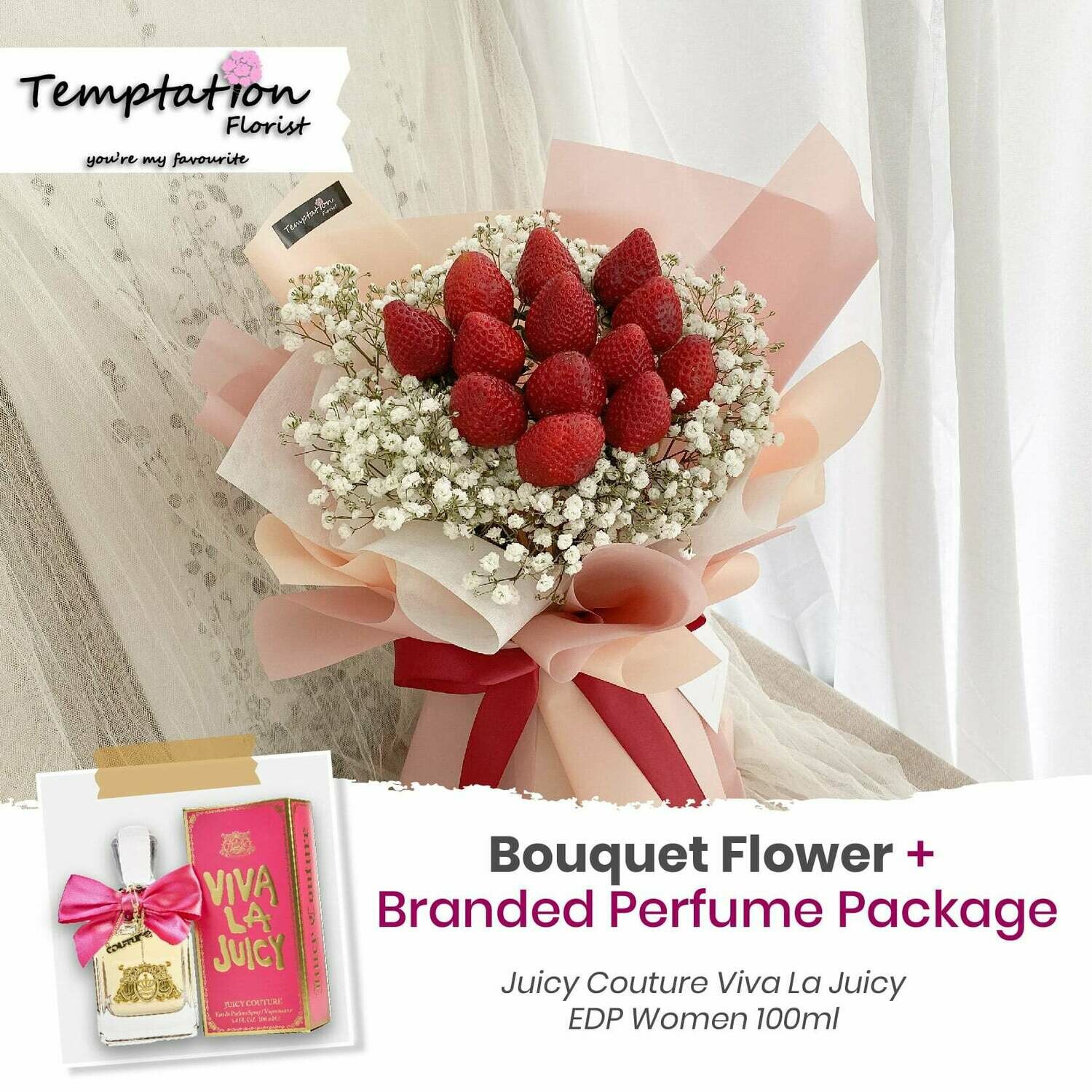 Temptation Florist Sweet Desire Bouquet+ Branded Perfume Package (Free Shipping! Only Deliver in Seremban)