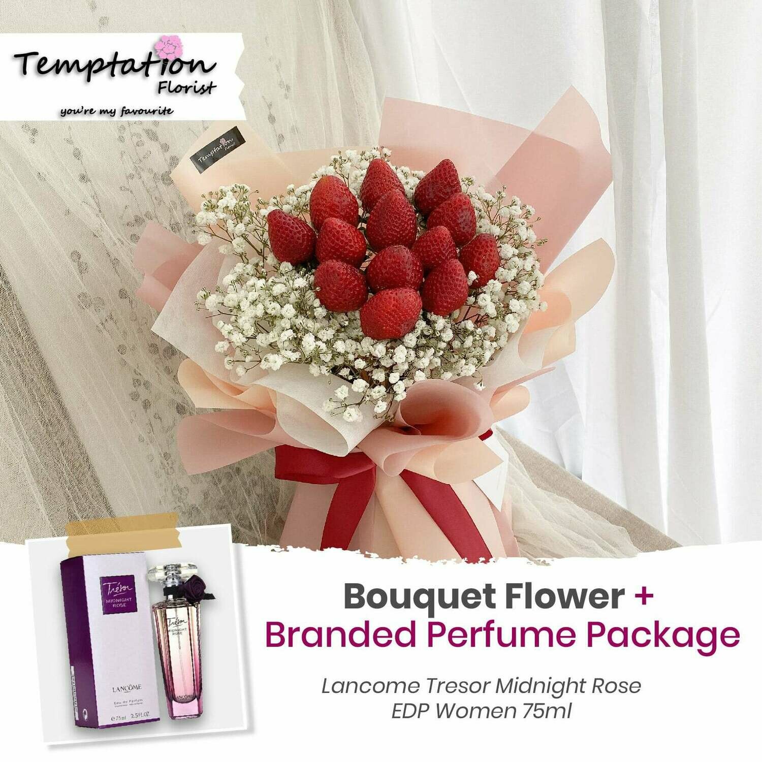 Temptation Florist Sweet Desire Bouquet+ Branded Perfume Package (Free Shipping! Only Deliver in Seremban)