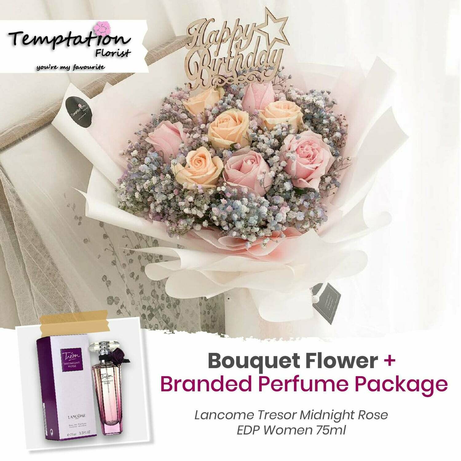 Temptation Florist Sweetheart Bouquet + Branded Perfume Package (Free Shipping! Only Deliver in Seremban)