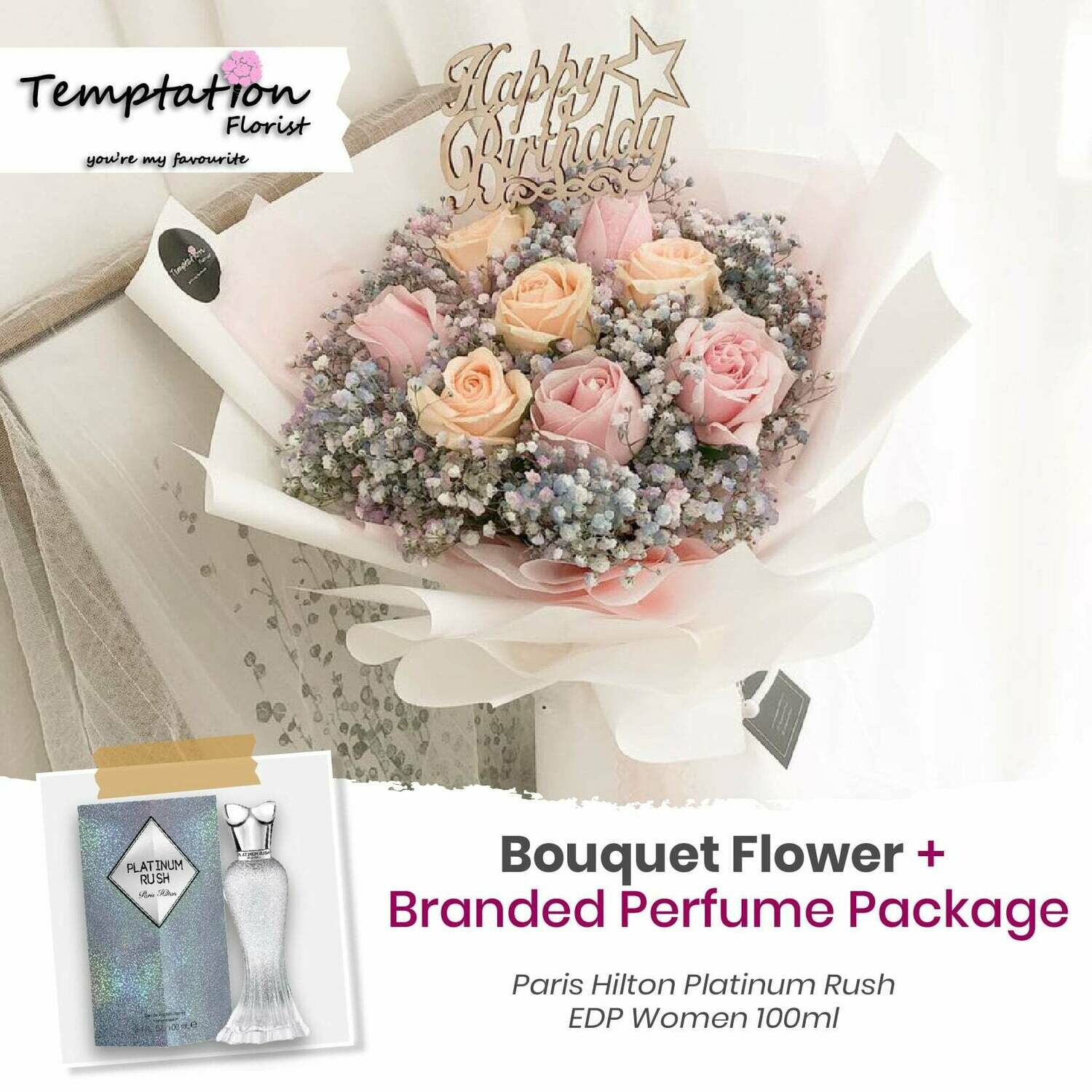Temptation Florist Sweetheart Bouquet + Branded Perfume Package (Free Shipping! Only Deliver in Seremban)