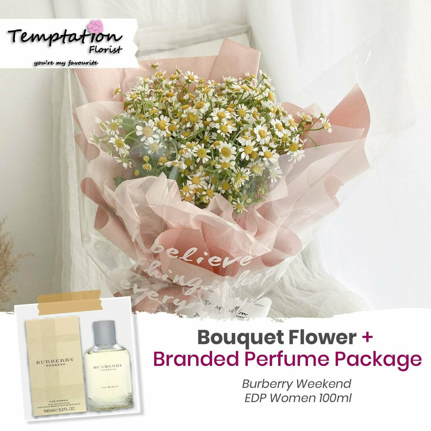 Temptation Florist Be Great Bouquet + Branded Perfume Package (Free Shipping! Only Deliver in Seremban)