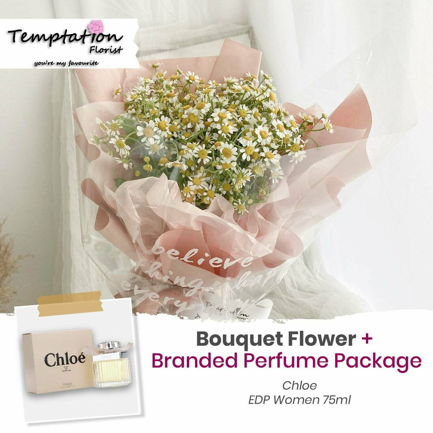 Temptation Florist Be Great Bouquet + Branded Perfume Package (Free Shipping! Only Deliver in Seremban)
